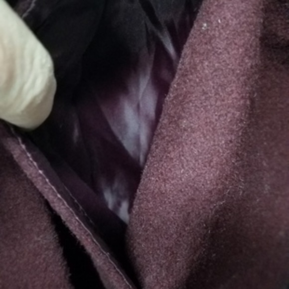 NWT LIZ CLAIBORNE WINE WITH BLACK FAUX FUR COAT L - Picture 7 of 8